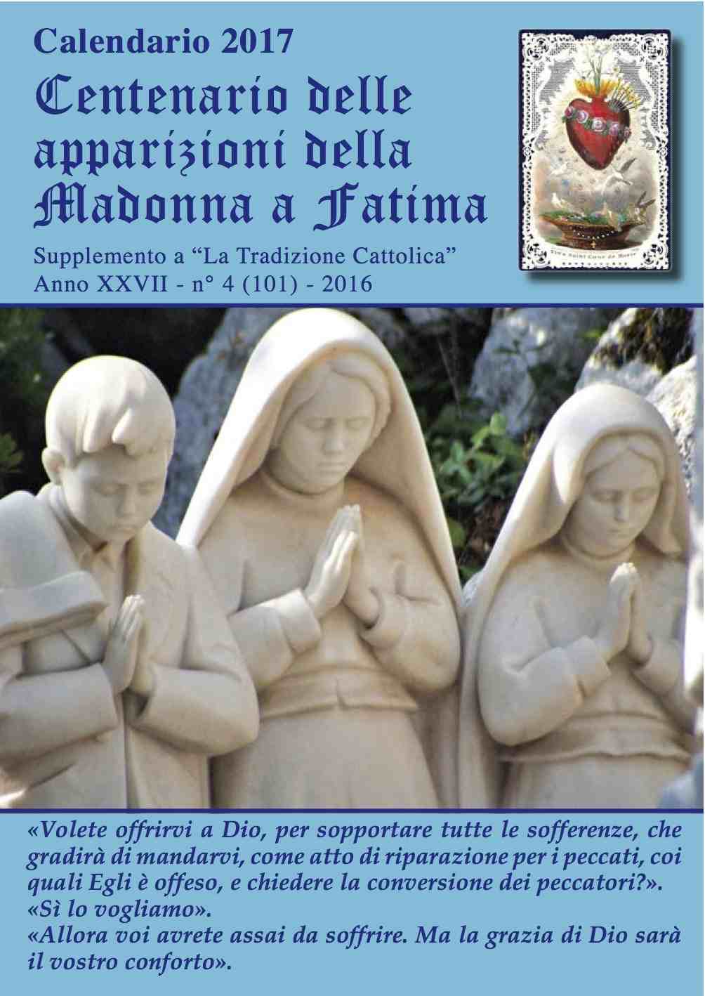 Copertina del calendario 2017: i tre pastorelli di fatima